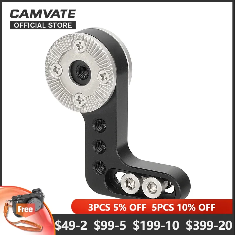 

CAMVATE L-Type ARRI Rosette Extension Mount Connector with Center M6 Thread and 1/4" Screw Holes Groove For Camera Accessories