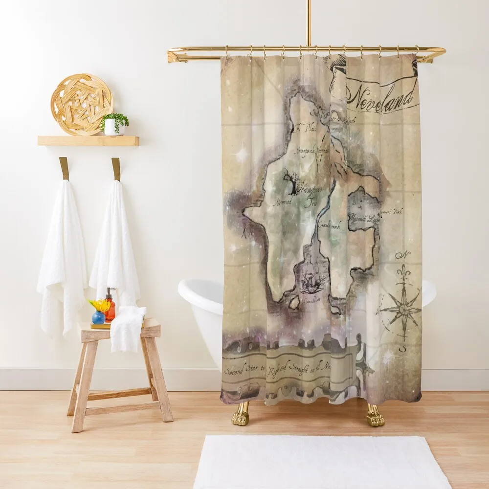 Classic Neverland Map Blanket King Size Shower Curtain Bathroom