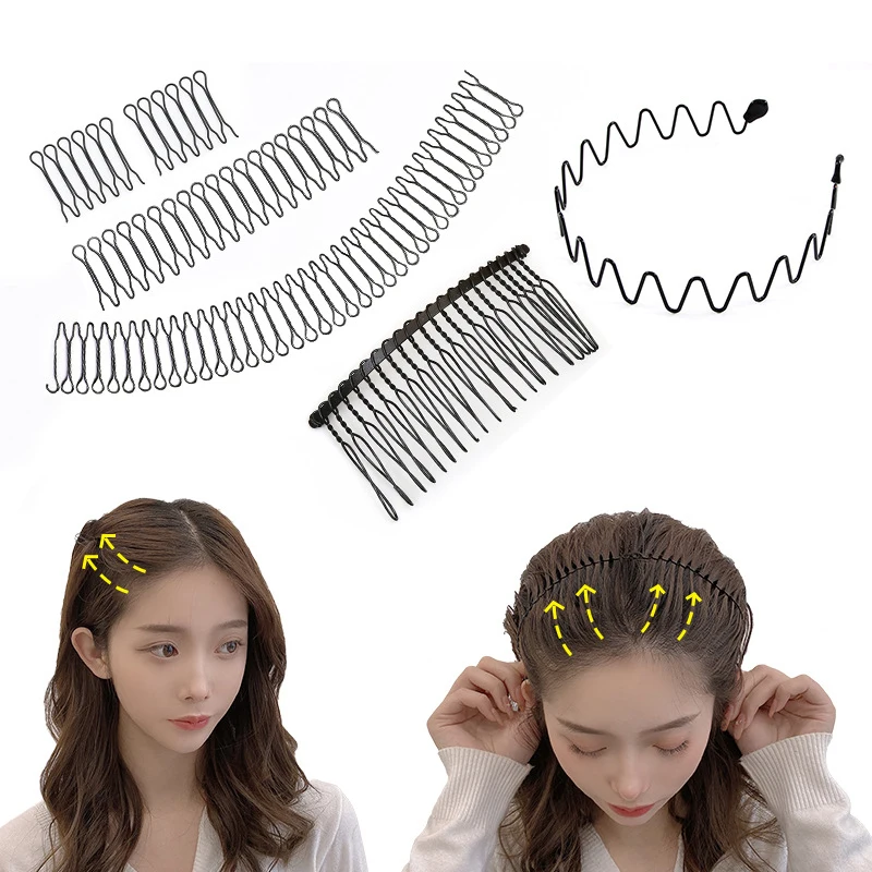 

1Pc Black Professional Invisible Broken Hairpin Adult Roll Curve Needle Invisible Bangs Comb High-cut Hairpin Styling Accessory