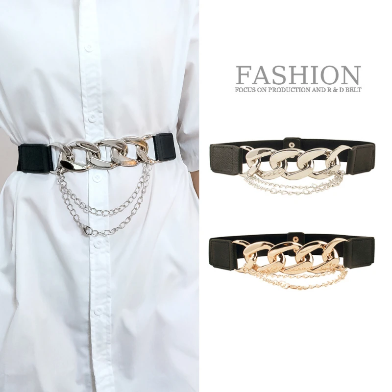 

Модный Эластичный ремень с пряжкой с несколькими петлями для женских аксессуаров для платьев, индивидуальный дизайнерский брендовый ремень