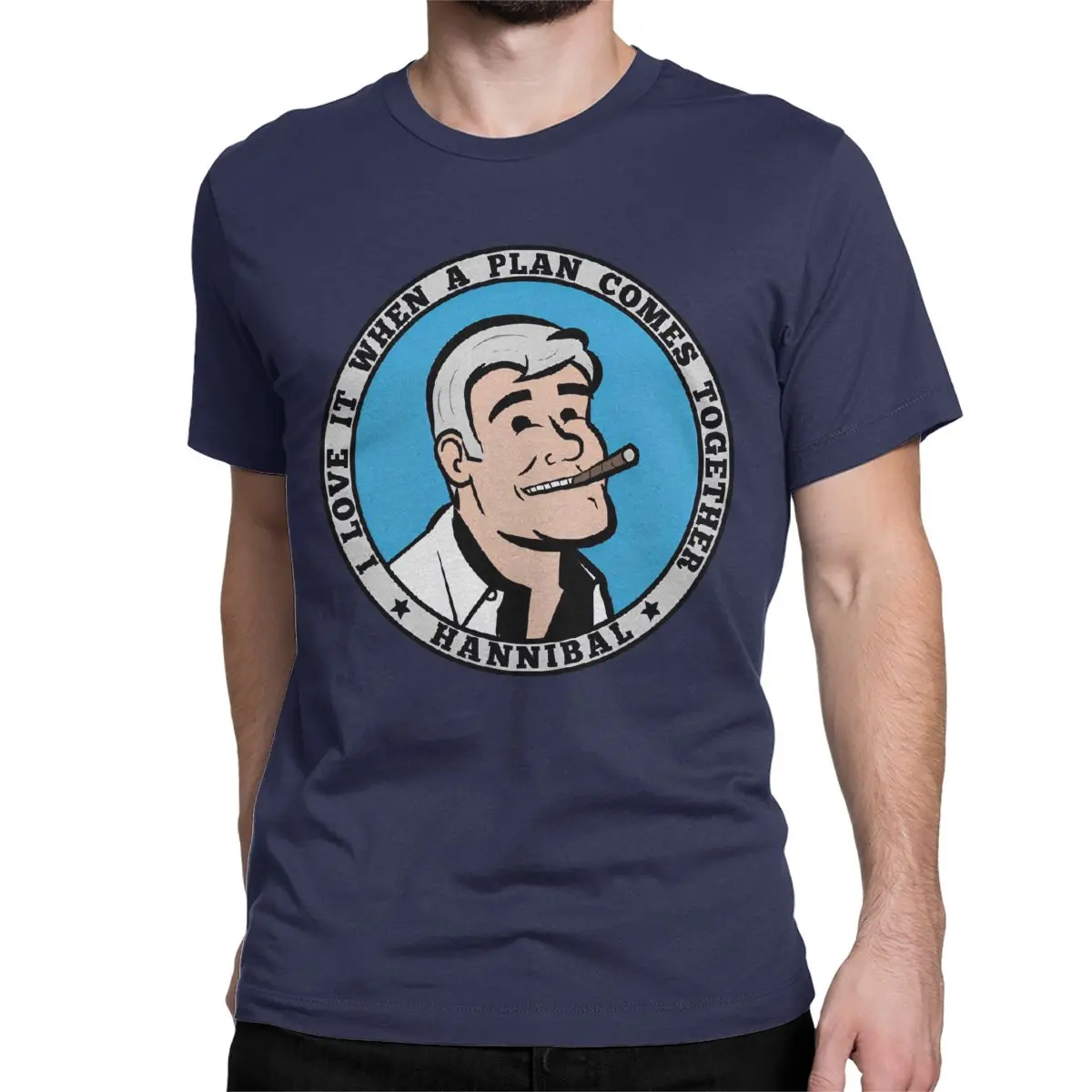 thumbnail image 1 of Camisetas para hombre y mujer de El Equipo A, Hannibal Smith, camisetas vintage de algodón, camisetas de manga corta, ropa de cuello redondo, 1 of 7