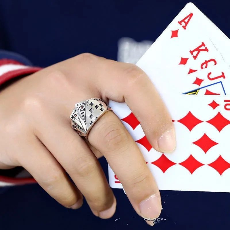 Silver Rings Silver Ring Buyee 925 Sterling Silver Unique Ring Finger Excellent Poker Open Ring for Woman Man Fashion Punk Fine Jewelry Circle with Box