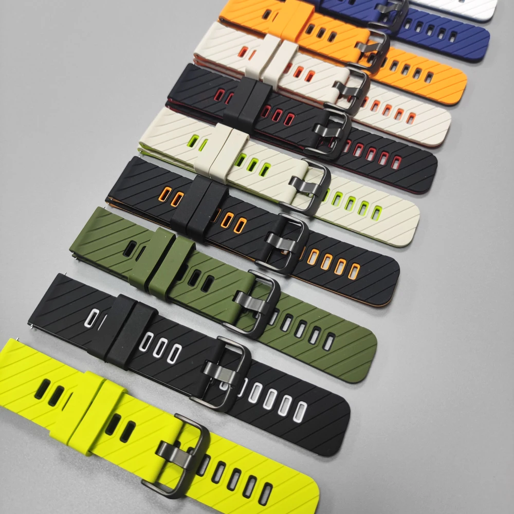 Breathable Sports Silicone Watch Strap – Soft 22mm Bracelet Replacement
