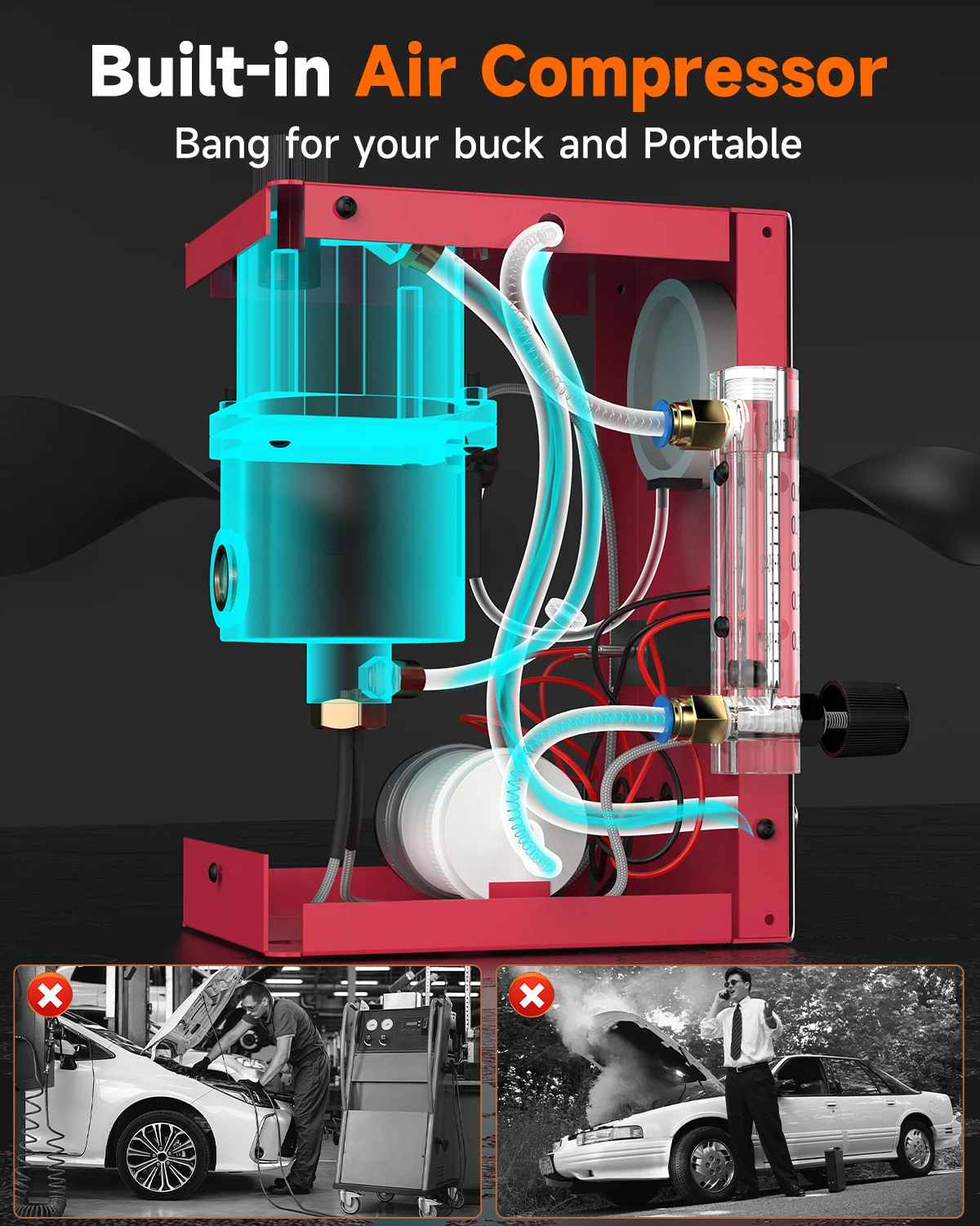 Wbudowana pompa powietrza w maszynie dymnej ANCEL S300