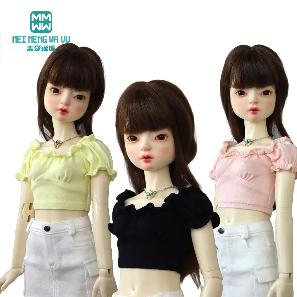 

Новинка, Одежда для куклы BJD 43 см 1/4, игрушка MSD, шарнирная кукла, модная футболка с завышенной талией, розовая, желтая, белая, Черная