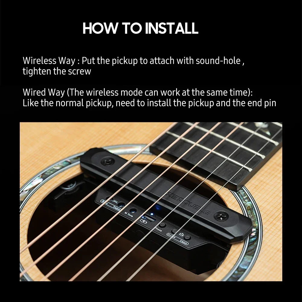Guitar Wireless Pickup Rechargeable Wireless & Wired System for Electric Bass