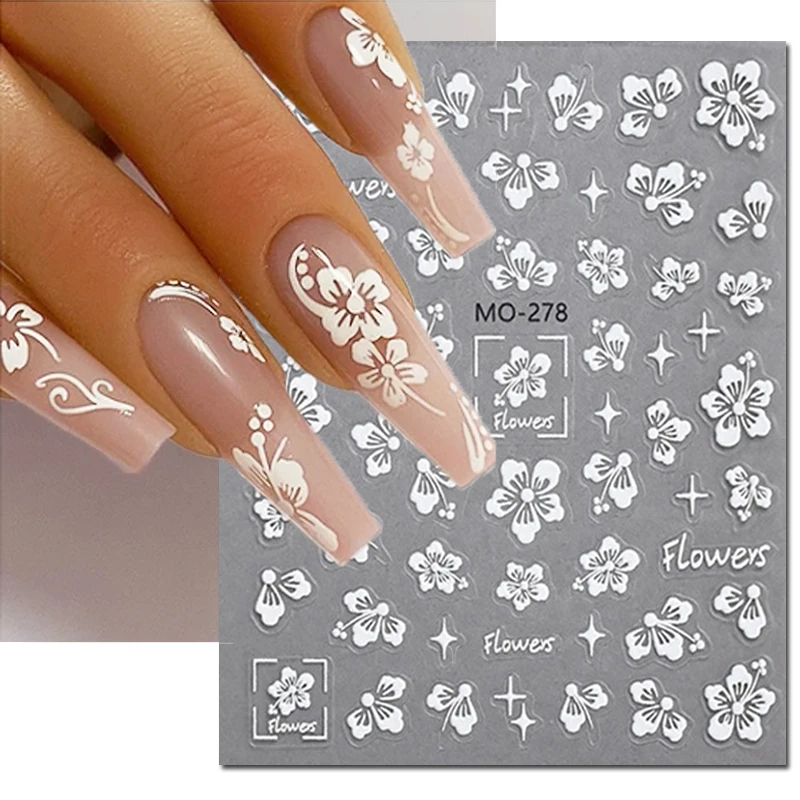 Nail Stickers Nail Art Decoration Nail Decals Flower Stickers 3d Nail Art Decals Summer Daisy Fruits White Florals Petals Flowers Adhesive Sliders Nail Stickers Decoration Manicure