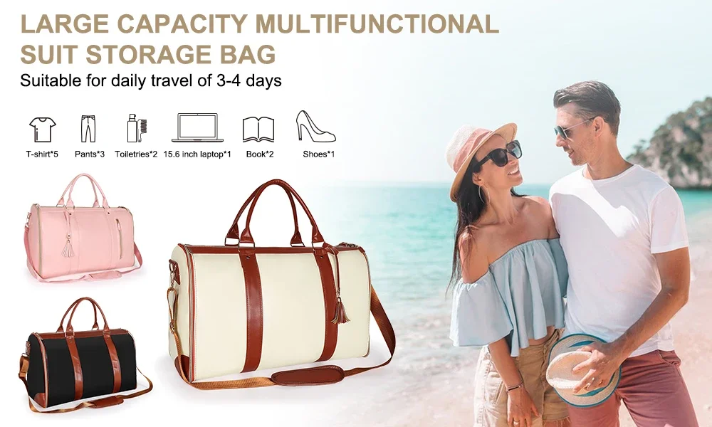 Fashion Large PU Folding Suit Storage Bag Women High Capacity Luggage Handbag Travel Sport Outdoor Multi Function Organizer