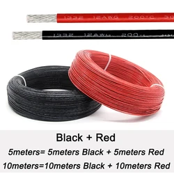 High - Temperature Black Red Tinned Copper Cable with FEP Insulation, Multiple Lengths & Gauges Available - 18AWG (Black and Red)