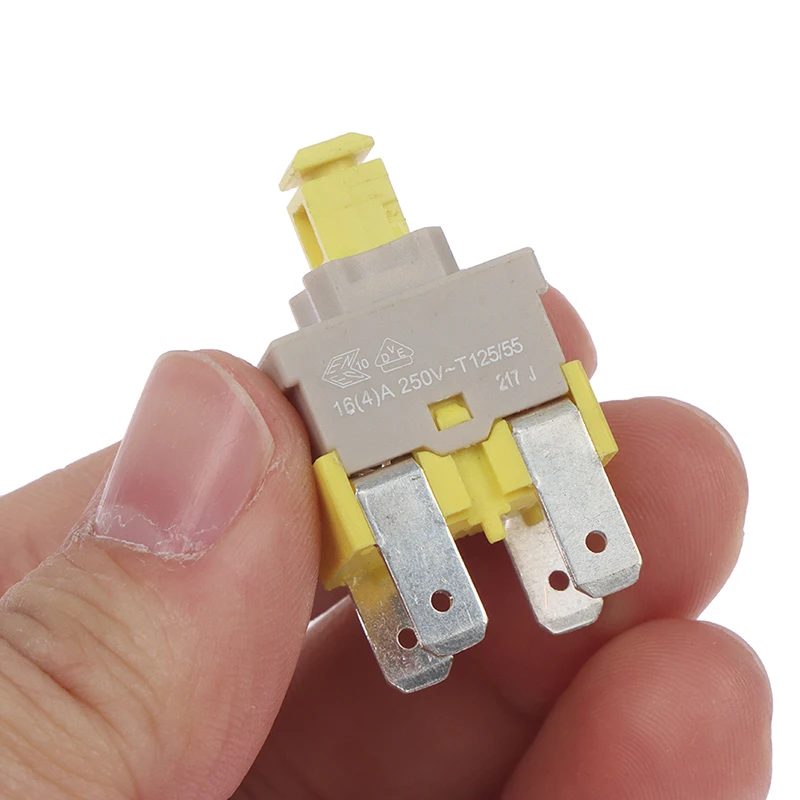 1pcs new E-Switch PA512C Self-locking Switch 4pin Dishwasher Vacuum Cleaner Power Button Switch 16A 250V