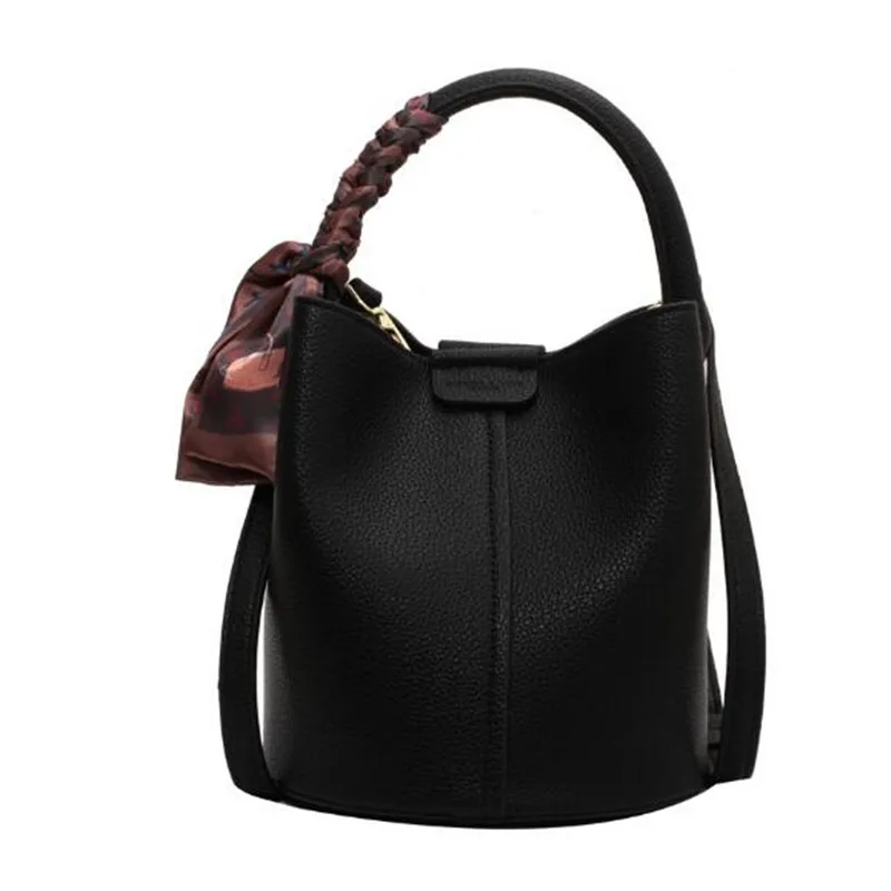 Unique Design Casual Simple Pu Leather Bucket Sling Shoulder Bag