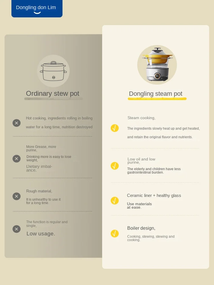 Donlim DL-9009 Electric cooker for home reservation soup pot with waterproof stew pot Multi-function automatic electric cooker