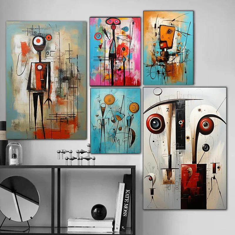 

Настенные наклейки с уникальным внешним видом людей, украшение для дома, интерьер, различные линии различной длины, холщовая печать