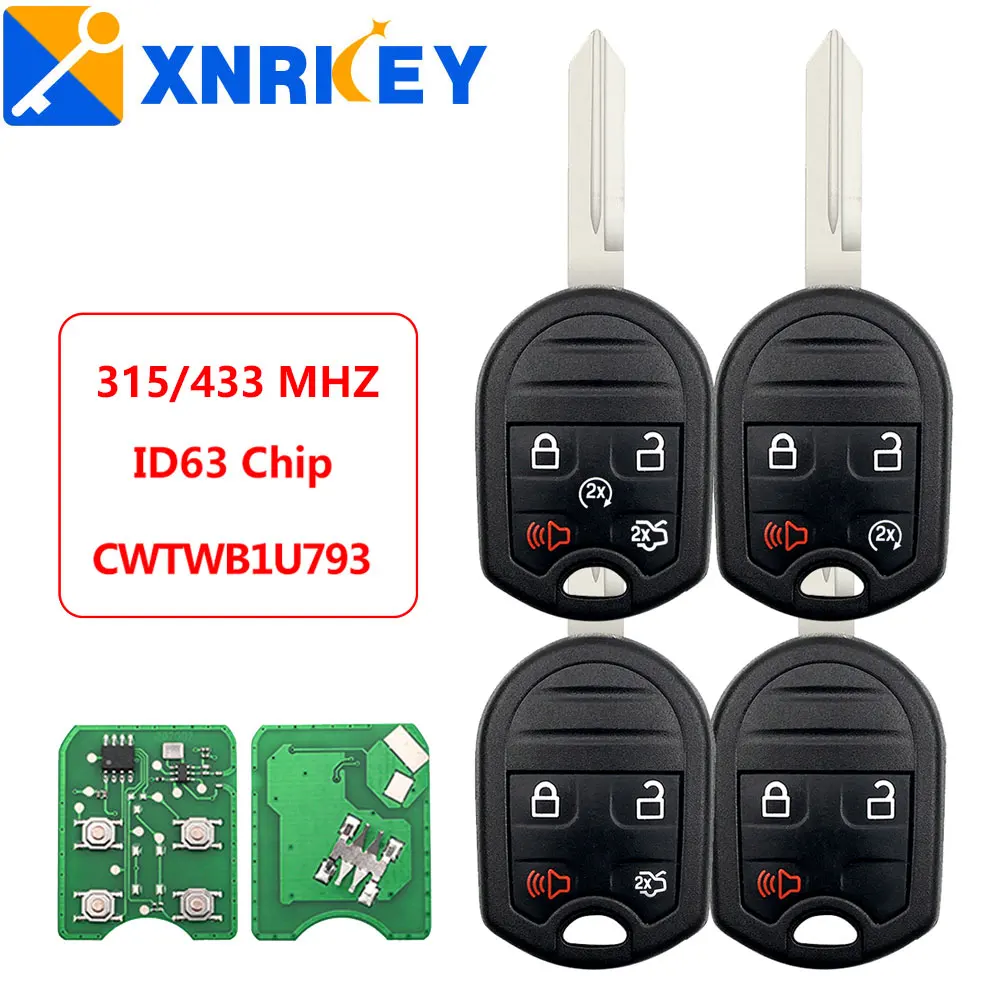 XRNKEY Remote Car Key 3/4/5 Button 315MHz 4D63 For Ford Edge Escape Expedition Explorer Flex Fusion Mustan Taurus CWTWB1U793