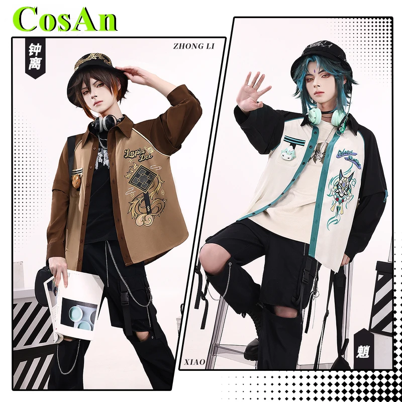 

CosAn Hot Game Genshin Impact Xiao/Zhongli Cosplay Costume Shirt Coat Role Play Clothing Doll Badge Spring Summer Sunscreen