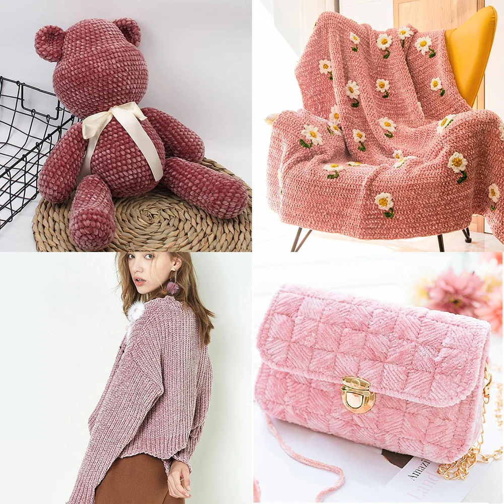 5Pcs Fluffy Velvet Chenille Blanket Yarn 95g/3.35oz for Soft Throw and Blankets Crocheting & Knitting DIY Crafts and Projects