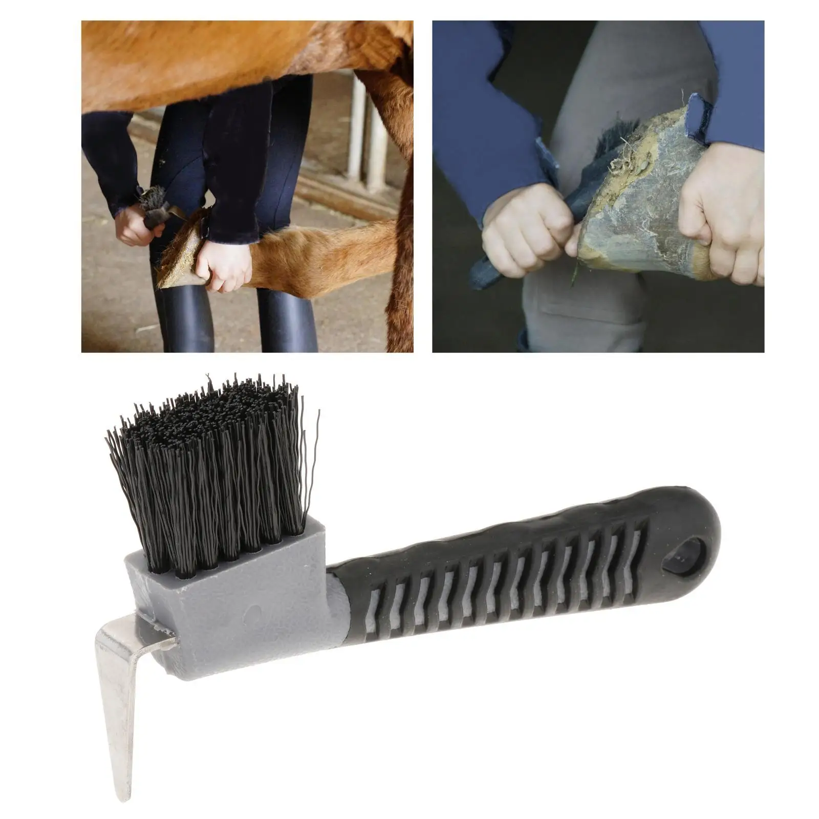Horse Hoof Brush Hoofpick Brush Cleaning Brushing Grooming Tool Soft Grip Equestrian Equipment for Work Boots Supplies 5