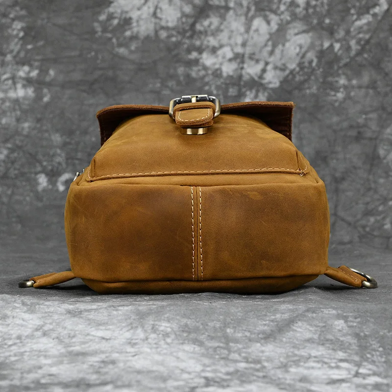 Genuine Leather Crossbody Sling Bag Fit 9.7 Inches Ipad