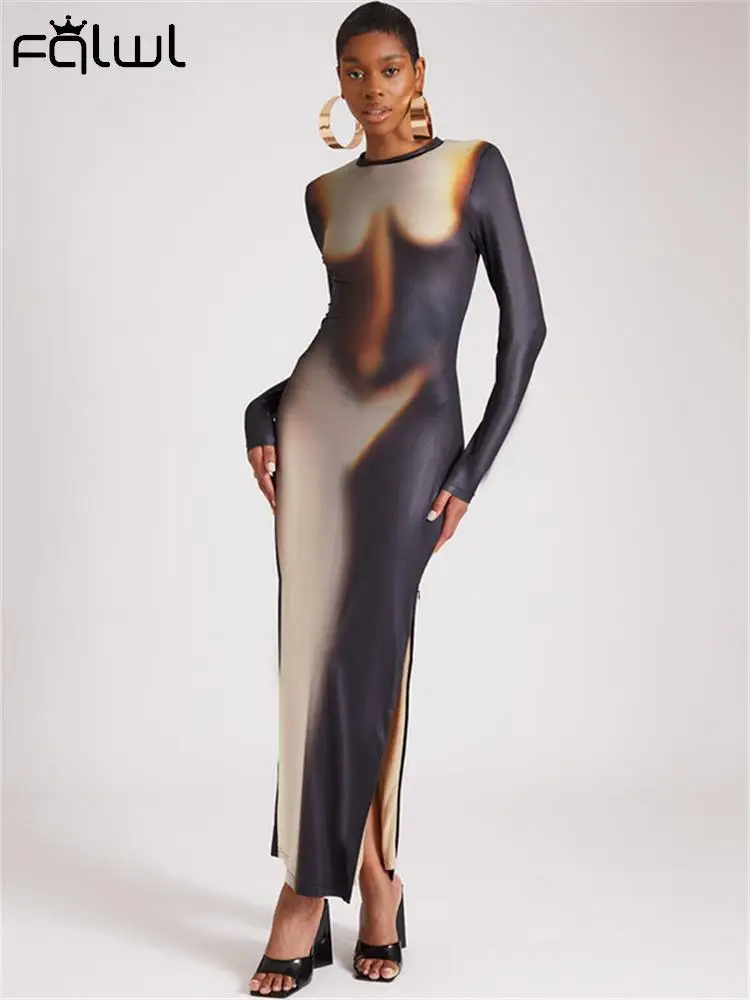 

Habbris Fall Fashion Black Long Sleeve Graphic Maxi Dress Elegantl Prom Outfits For Woman 2023 Sexy Asymmetry Bodycon Long Dress