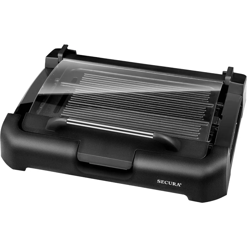Smokeless Indoor Grill 1800-Watt Electric Griddle with Reversible 2 in 1 Grill and Griddle Plates Plate, Glass Lid. 6