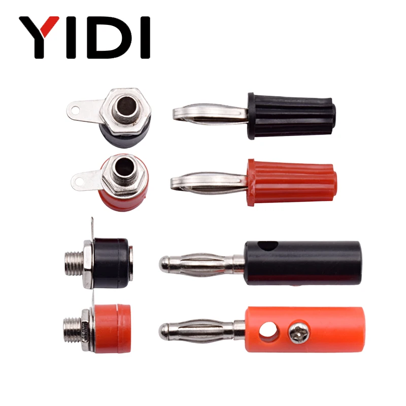 Conector Banana de 4mm, tornillo de cable macho, Negro, Rojo, Conector de Audio para altavoz Conector Banana de 4mm, tornillo de cable macho, Negro, Rojo, Conector de Audio para altavoz