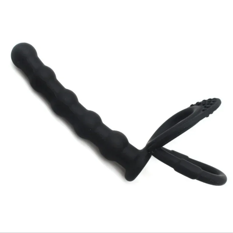 Double Penetration Dildo Rings Strap On Penis Delayed Ejaculation Anal Beads Butt Anus Vaginal Massager Sex Toys For Men Couples sex toys