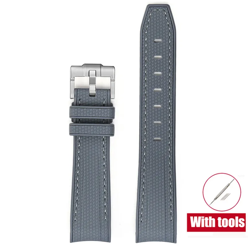 20mm Premium Diving Strap - Arc Curved End TPU Rubber Bracelet with Watch Band Tools