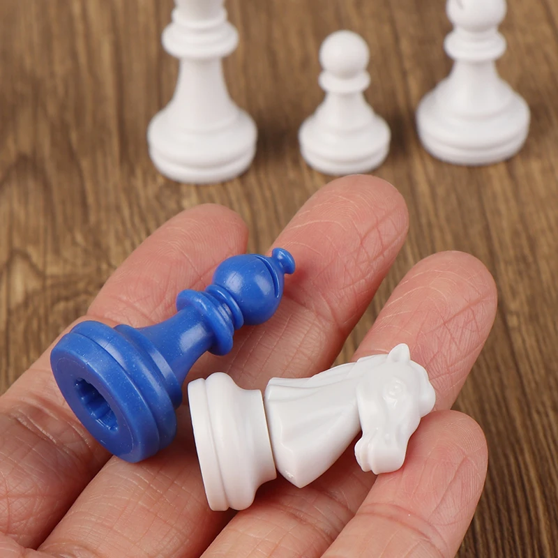 Medieval Chess PS Blue And White Set 35cm Leather Chessboard Chess Games For Adults Travel Pieces Board Games Kids Toy