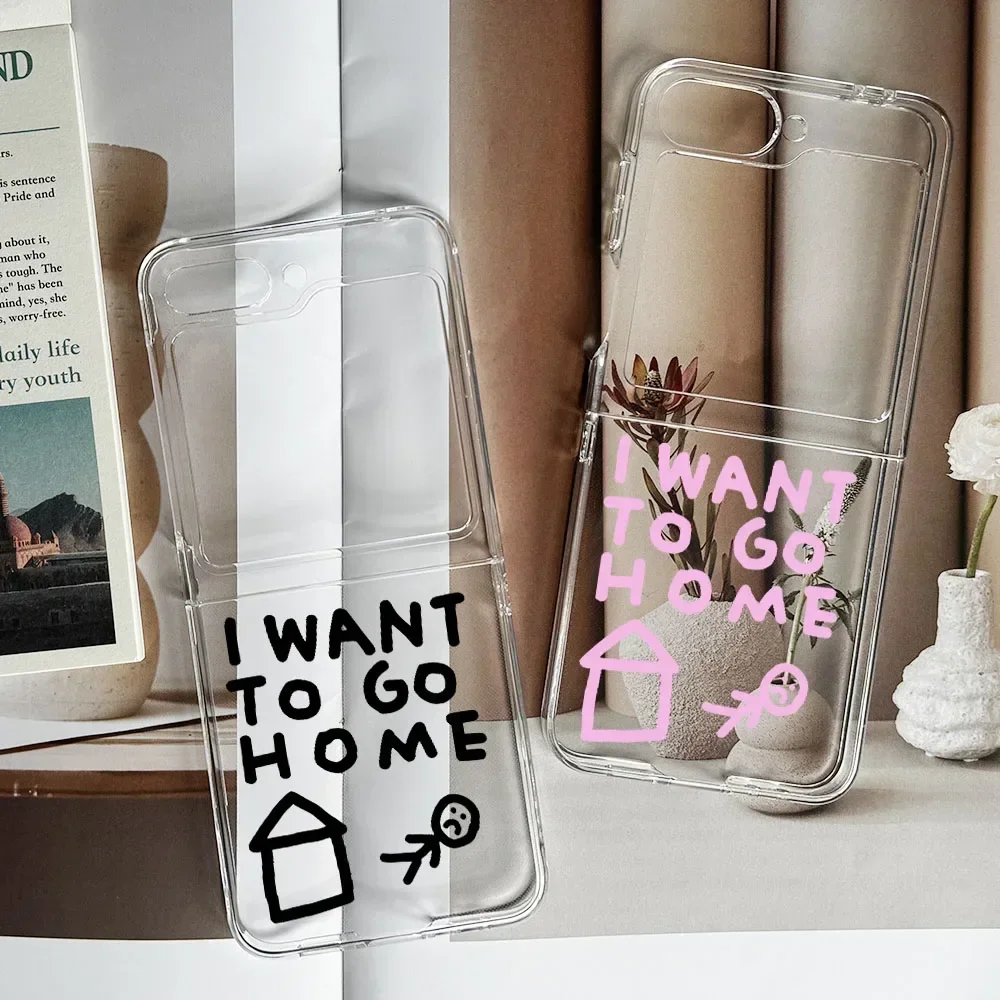 I WANT TO GO HOME' Transparent Patterned Clear Phone Case