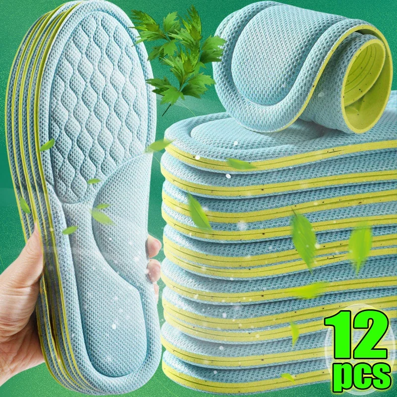 thumbnail image 3 of Plantillas ortopédicas de espuma viscoelástica unisex, 2/12 unidades, desodorizantes, para calzado deportivo, que absorben el sudor, suaves y antibacterianas, 3 of 5