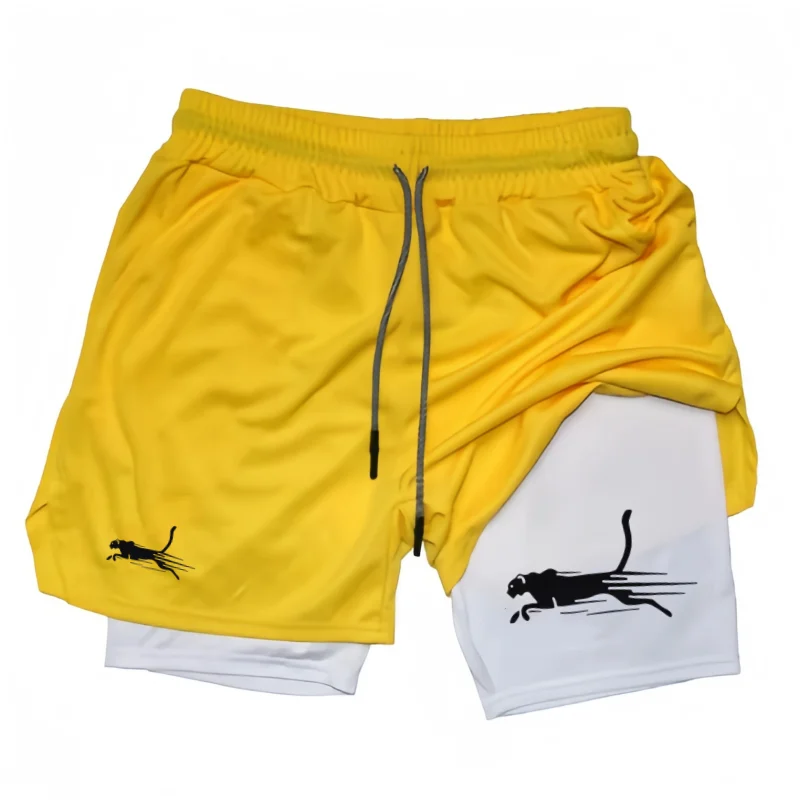 Men's Fitness Two-in-one Shorts Double-layer Beach Pants Trendy Printed Sports Shorts Outdoor Training Running M-3XL mens sports shorts