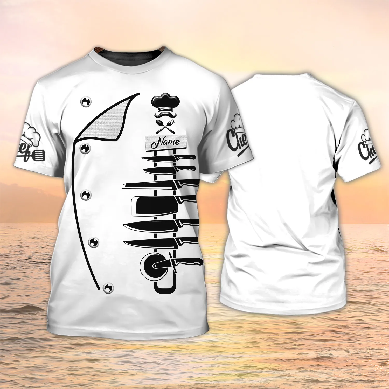 PLstar Cosmos Neueste Sommer männer T-shirt Personalisierte Name Chef 3D Gedruckt t-shirt Unisex Casual T-shirt Chef Uniformen DW119 – Detail 8