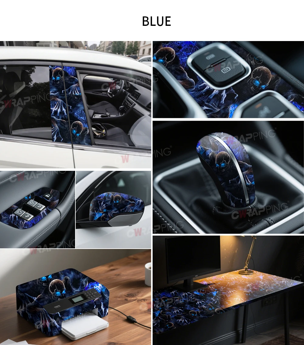 PVC Fahrzeug Dekoration Schädel Muster Vinyl Papier für Auto Abdeckung Wasserdicht Selbst-klebe Film Skelett Motorrad Aufkleber Wrap – Detail 12