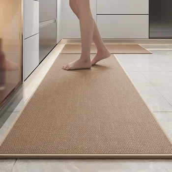 Il tappeto da cucina in lino assorbe acqua e olio Tappetino lungo antiscivolo e resistente all'usura Tappeto lavabile senza lavaggio Resistente alle macchie 1
