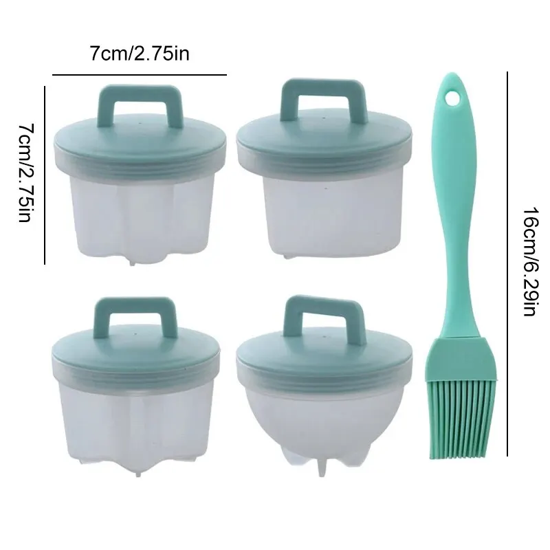 Egg Boiler Mold Cup Egg Poacher Silicone Egg Poacher 4pcs/set PP Kitchen Egg Steamer Mold