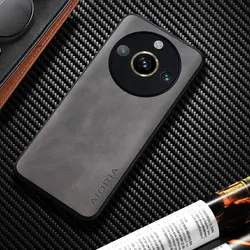 Luxurious Smooth Feel Leather Phone Case - Premium Protective Cover - Realme 11 pro (Light Grey)