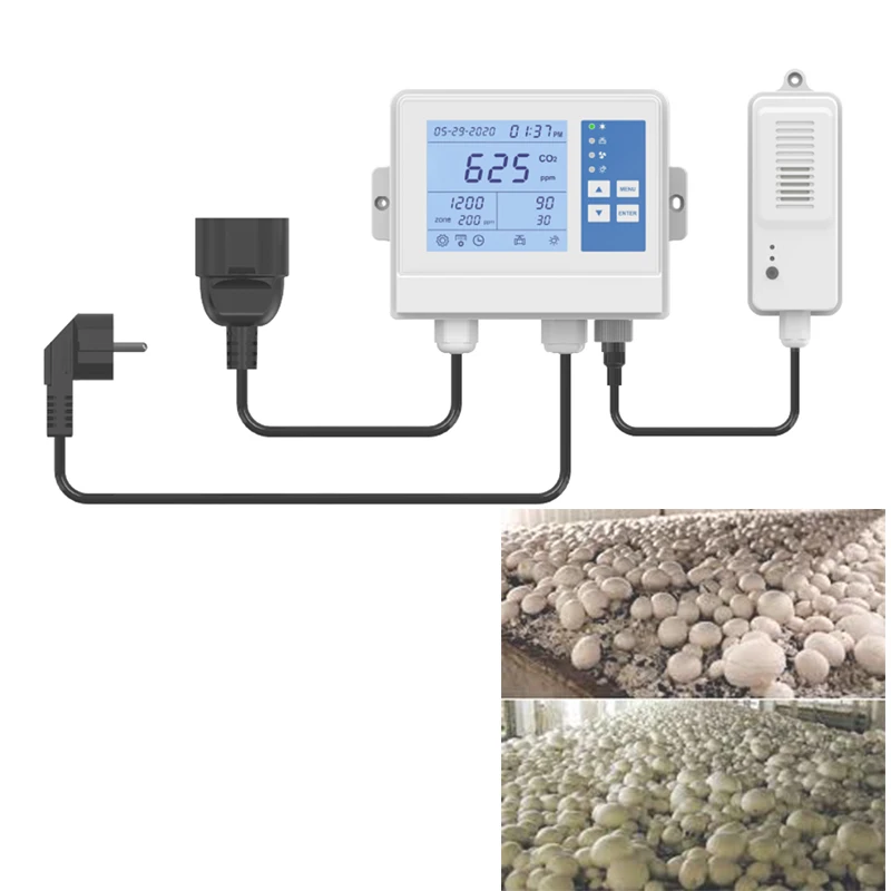 

Waterproof Sensor CO2 Meter Controller for mushroom, Grow Room and CO2 Generator Agricultural Greenhouses with humidity control