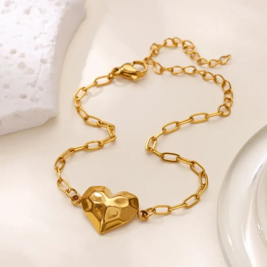 Stainless Steel Heart Bracelet Gold Luxury Jewelry