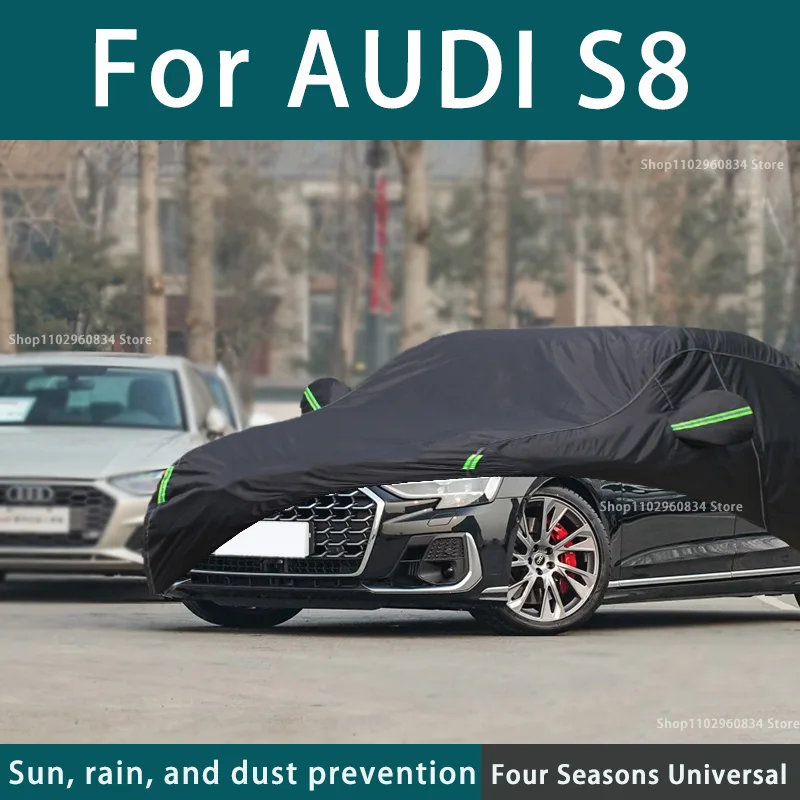 

For Audi S8 210T Full Car Covers Outdoor Sun Uv Protection Dust Rain Snow Protective Anti-hail Car Cover Auto Black Cover
