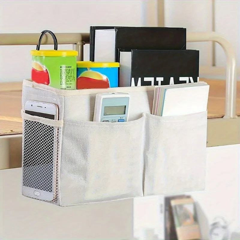 Multifunctional Bedside Hanging Storage Organizer Bag with Compartments for Magazines Tissue Box Books and Home Accessories