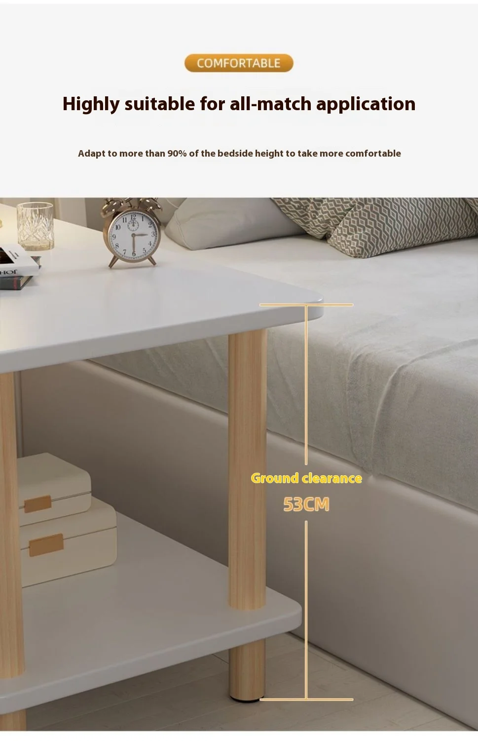 Description Picture 3 of itemjoinery Bedside table all solid wood simple modern bedroom Nordic log storage storage small household economic bedside cabinet