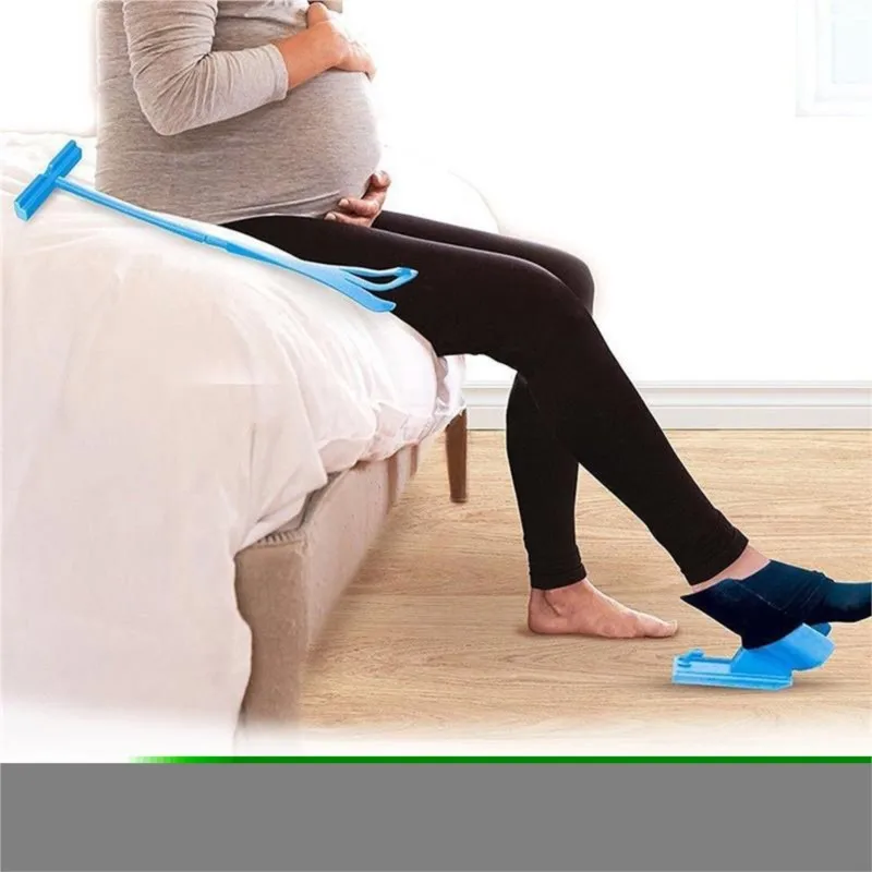 Flexible Sock Aid Kit Slider Easy On Off for Putting On Socks Stockings Sock Aide Device Blue Helper Kit Helps Put Socks Off sock aid kit