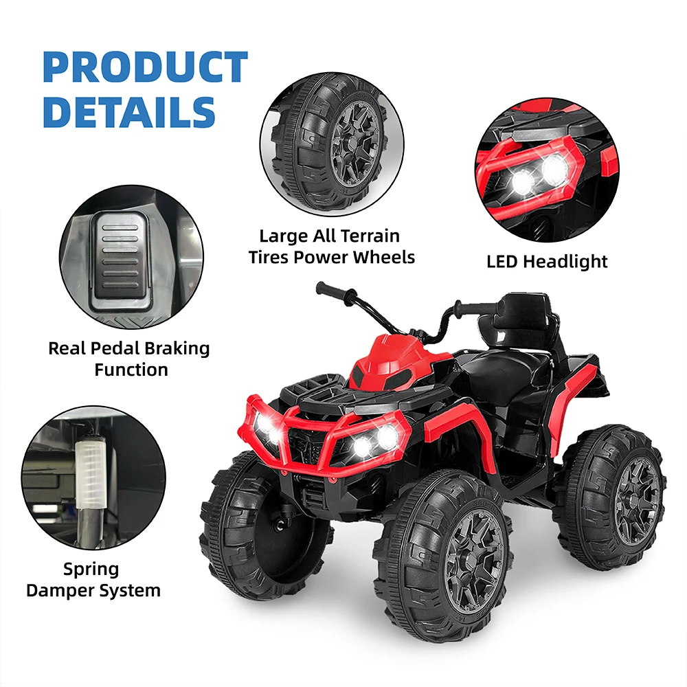 24V Battery Powered Kids ATV children electric car children cars toy Ride On Electric Car with Bluetooth MP3 LED Headlights Spring Damper System for Boys and Girls