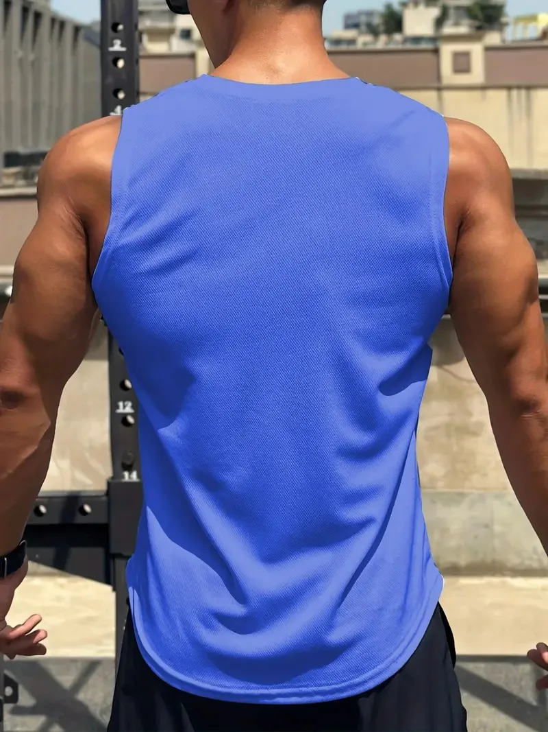 1 Piece Plus Size Summer Men's GYM Tank Top Quick Dry Breathable Sleeveless Tees Sports/fitness Men's Clothing