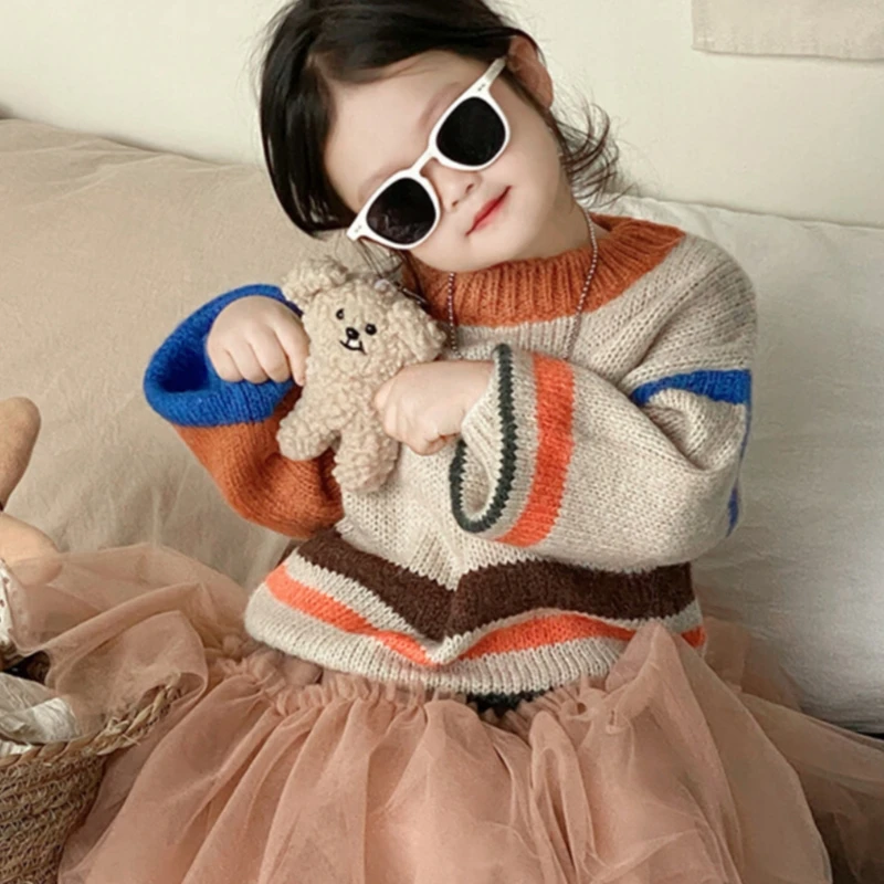 Ragazze Maglione Cappotto Di Lana Bambini Top Knitting 2023 Kaki Addensare Caldo Inverno Autunno Cottons Adolescenti Outwear Abbigliamento Per Bambini