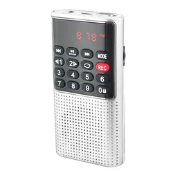 Compact Portable Mini FM Radio with MP3 Player, Recorder, and Rechargeable Battery (WHITE)