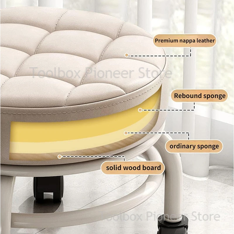 Pulley Low Stool Universal Wheel Small Stool Seat with Wheel Children Multi-functional Shoe Changing Round