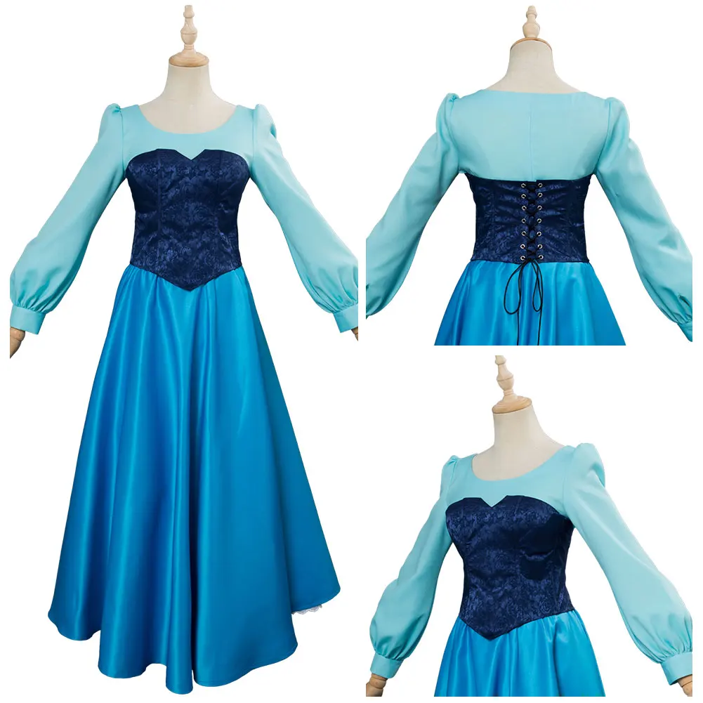 

Adult Women Ariel Cosplay Costume Blue Princess Dress Shirt Skirt Girl Women Suit Halloween Carnival Party Suit