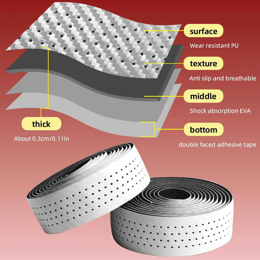 MOTSUV Bike Handlebar Strap breathable Shock Absorbing Road Bicycle Handlebar Tape PU+EVA Anti-slip Accessories