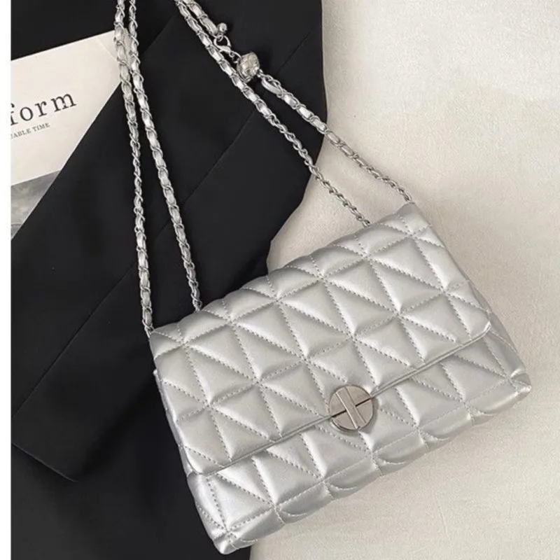 JIAERDI Sweet Cool Silver Messenger Bag Women 2024 Summer Hot Girls Solid Y2k Crossbody Bags Aesthetic Ladies HandBags FairyCore